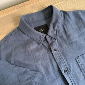 Rails Men's Large Grey Fairfax Short Sleeve Button Up Shirt‎ Top